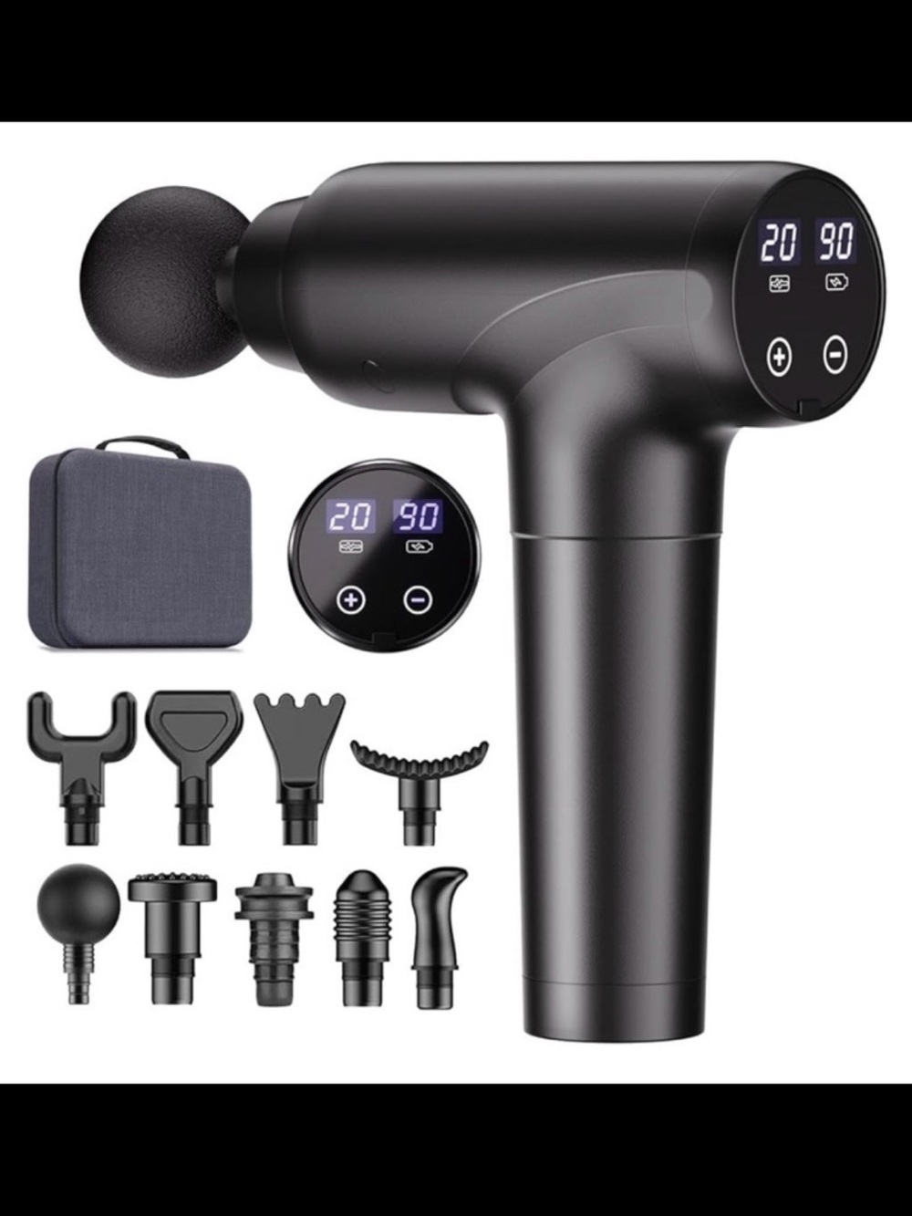 Massage Gun Deep Tissue, Muscle Massage Gun with 9 Attachment Heads 20 Speeds &